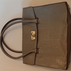 Kate Spade Gray Leather Faux Croc Orchard Valley Sinclair Handbag